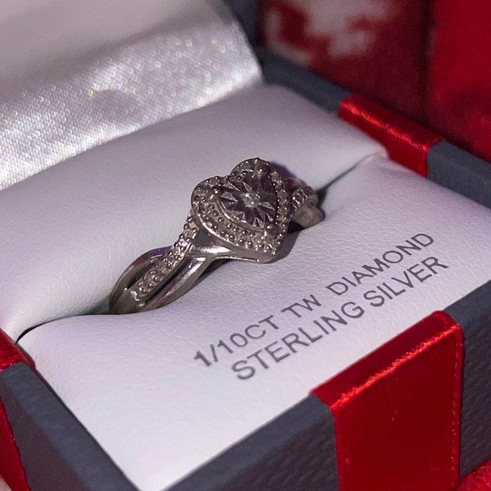 Sterling Silver Diamond Heart (Promise) Ring